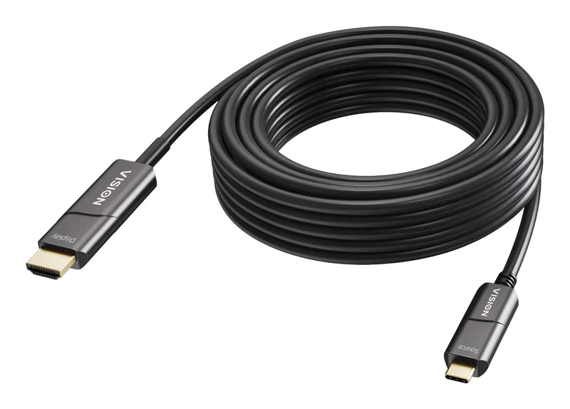 Vision TC 15MUSBCHDMI+/BL video cable adapter 15 m USB Type-C HDMI Type A (Standard) Black