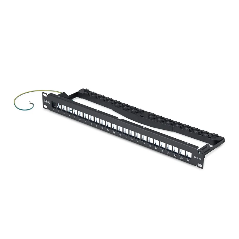 StarTech.com 24 Port 1U Blank Keystone Patch Panel with Cable Management Bar, Rackmount Cat6 Patch Panel for RJ45 STP Ethernet Network Jacks