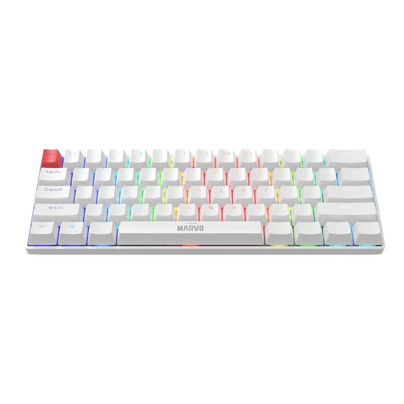 Marvo Scorpion KG933G Saber 61 Wired Mechanical RGB 60% UK Layout Gaming (White) keyboard QWERTY