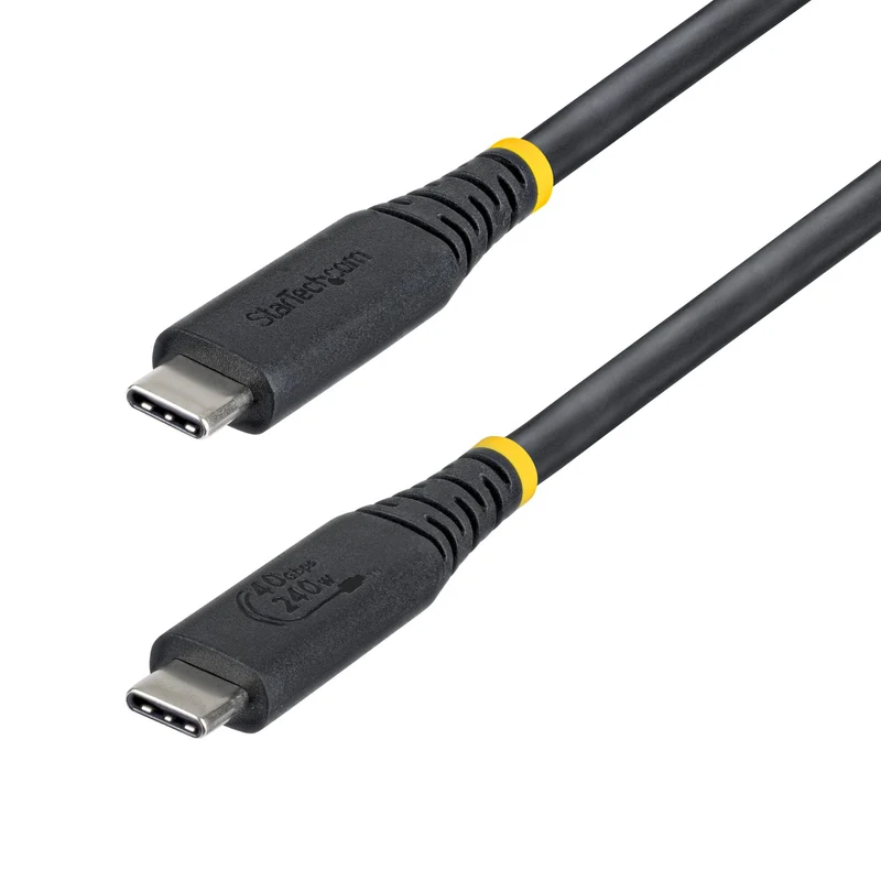 StarTech.com 50cm (1.6ft) USB4 Cable, 40Gbps, USB-IF Certified USB-C Cable, 240W PD, 8K 60Hz/4K 240Hz DP2.1 DP40, TPE Jacket, Thunderbolt 4 Compatible - Black USB-C Cord