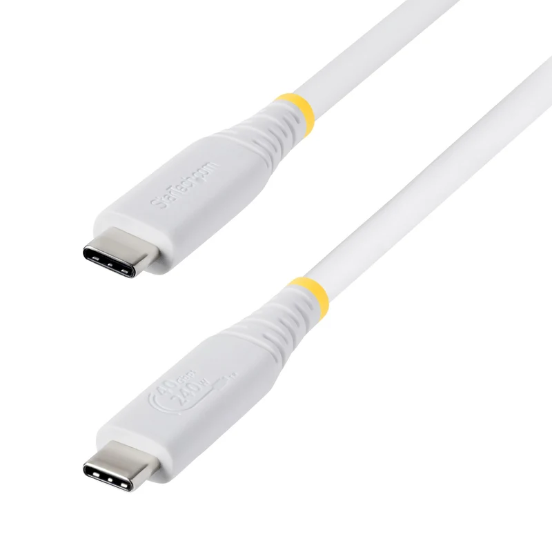 StarTech.com 1m (3ft) USB4 Cable, 40Gbps, USB-IF Certified USB-C Cable, 240W PD, 8K 60Hz/4K 240Hz DP2.1 DP40, TPE Jacket, Thunderbolt 4 Compatible - White USB-C Cord