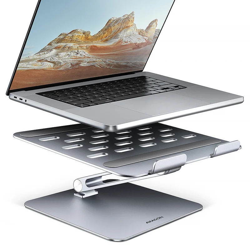 Axagon STND-LQ stand for notebooks and tablets 10"–17.3". Adjustable height and angle