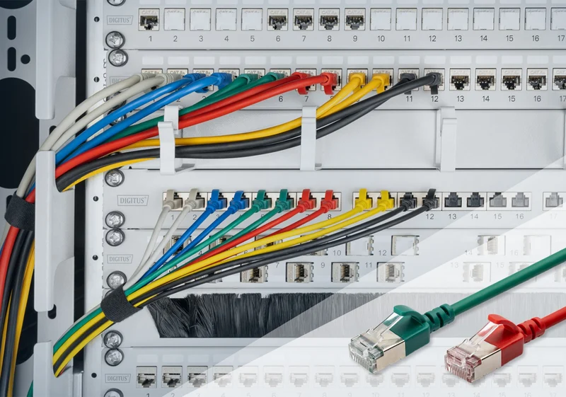 Câble patch RJ45-RJ45 slim, Cat. 6A, F/FTP, AWG 32/7, LSOH, 0,5 m, noir