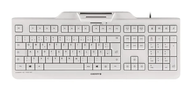 CHERRY KC 1000 SC keyboard Universal USB AZERTY Belgian White