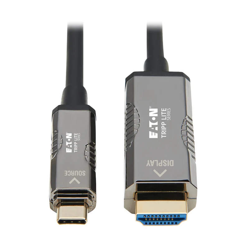 Tripp Lite U444F3-20M-H4K6 High-Speed USB-C to HDMI Fiber Active Optical Cable (AOC) - UHD 4K 60 Hz, HDR, CL3 Rated, Black, 20 m (65 ft.)