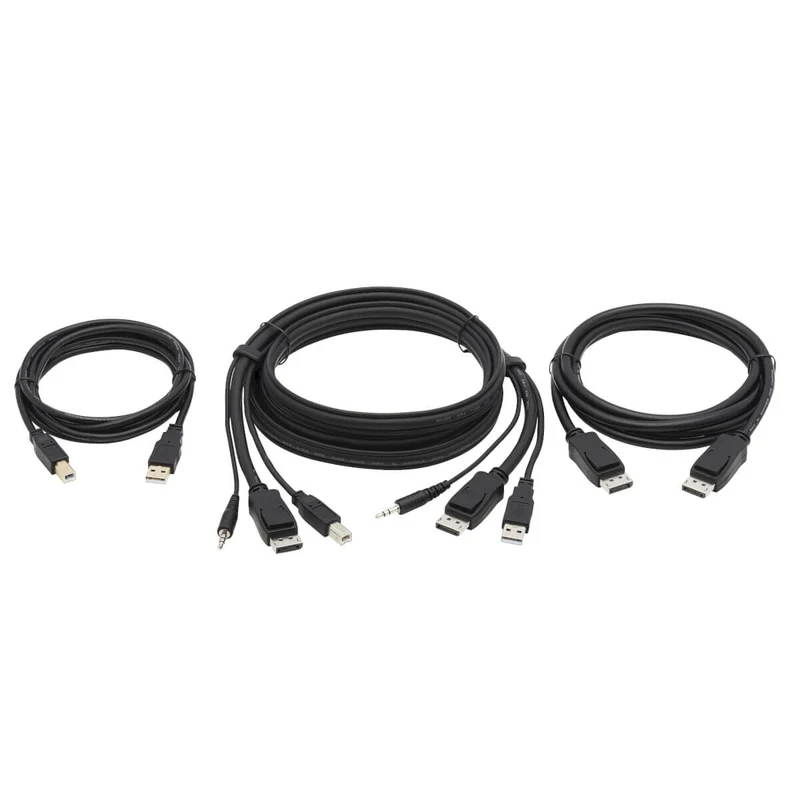 Tripp Lite DisplayPort KVM Cable Kit - DP, USB, 3.5 mm Audio (3xM/3xM) + USB (M/M) + DP (M/M), 4K, 6 ft. (1.83 m), Black