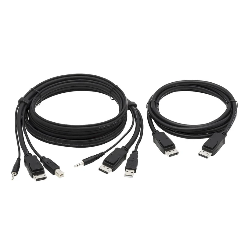 Tripp Lite Dual DisplayPort KVM Cable Kit - DP, USB, 3.5 mm Audio (3xM/3xM) + DP (M/M), 4K, 4:4:4, 6 ft. (1.83 m), Black