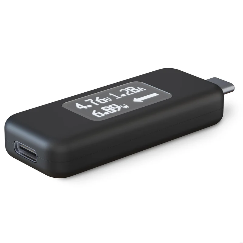 Plugable Technologies USB C Power Meter Tester for Monitoring USB-C Connections - Digital Multimeter for USB-C Cables, Laptops, Phones, Chargers - Driverless