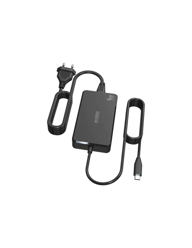 Urban Factory POWEE BLOCK: UNIVERSAL USB-C GAN 65W - CABLE LENGTH 180CM WITH EU & UK POWER CORD