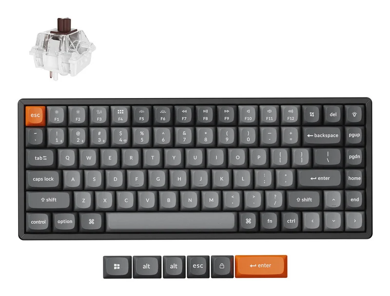 Keychron K2 Max keyboard Universal USB + RF Wireless + Bluetooth QWERTY UK English Black, Grey