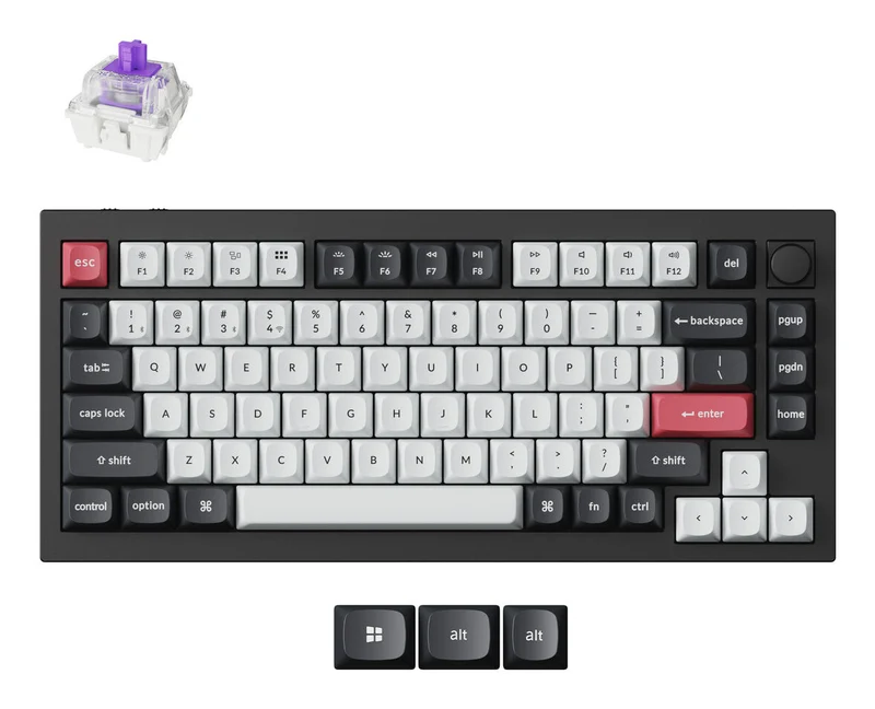 Keychron Q1 HE keyboard Universal USB + RF Wireless + Bluetooth QWERTY UK English Black, Grey