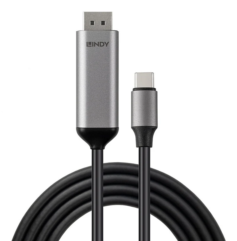 Lindy 43504 video cable adapter 2 m USB Type-C DisplayPort Grey
