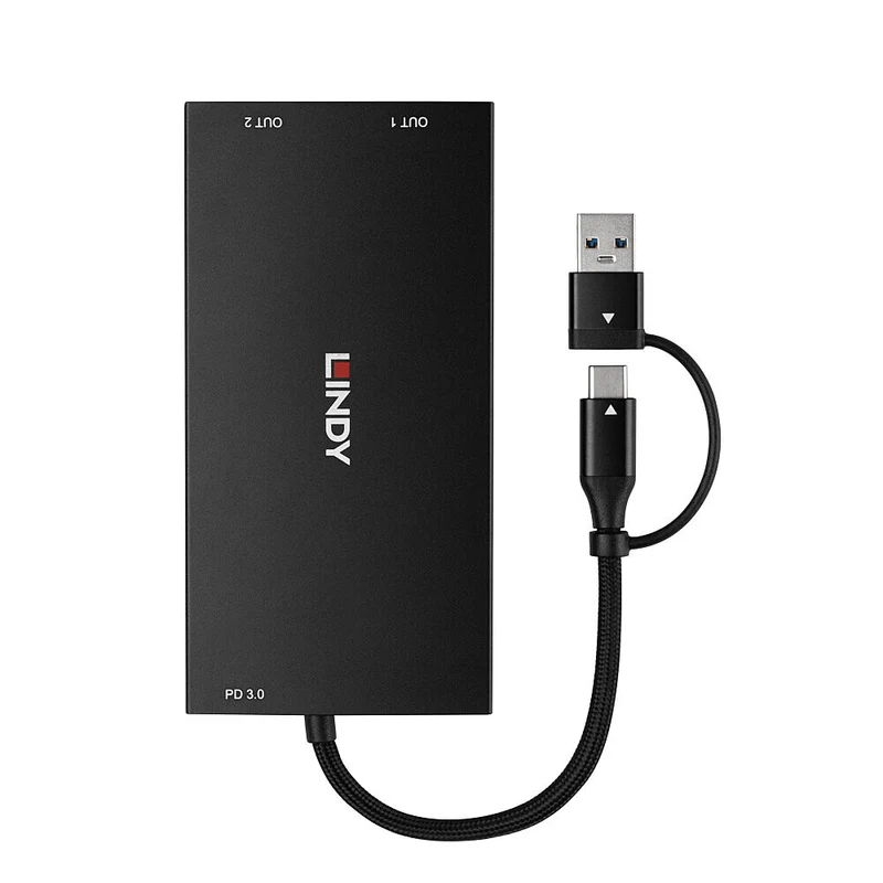 Lindy 43430 video cable adapter 0.11 m USB Type-C 2 x HDMI Black