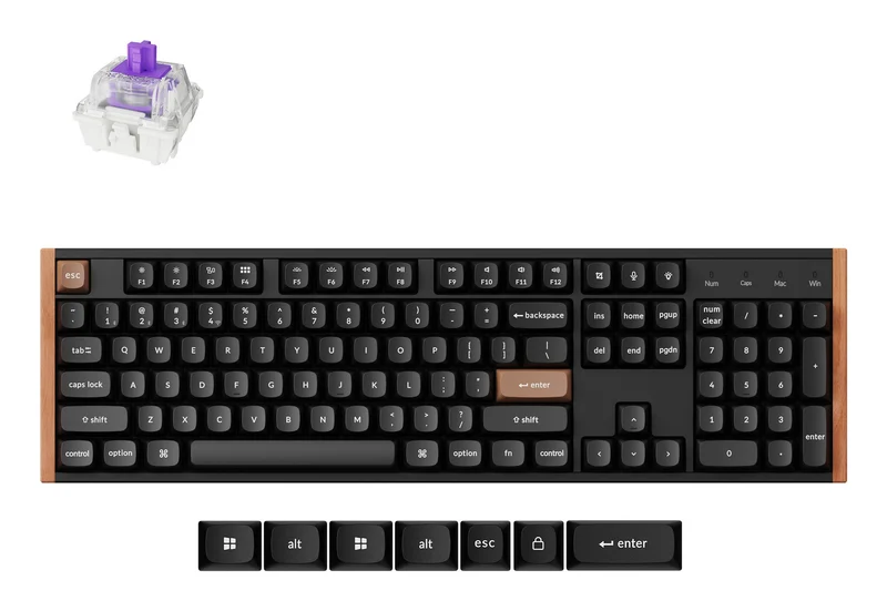 Keychron K10 HE keyboard Gaming USB + RF Wireless + Bluetooth QWERTY UK English Black, Wood