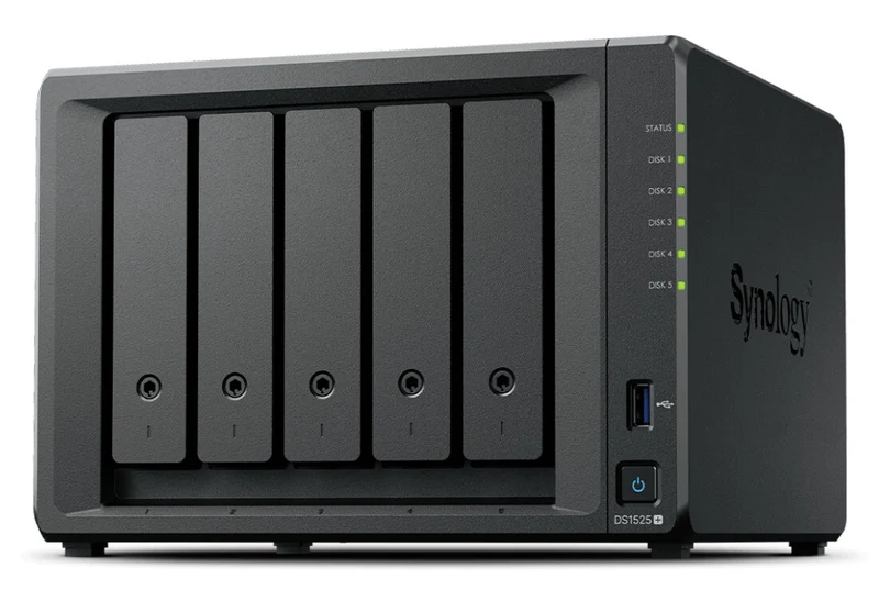 Synology DiskStation DS1525+ NAS Ryzen Embedded V1500B 8 GB DDR4 80 TB HDD Black