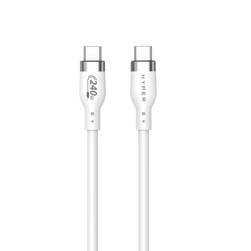 HyperJuice 240W Silicone USB-C to USB-C Cable (1M/3Ft) - Blanc