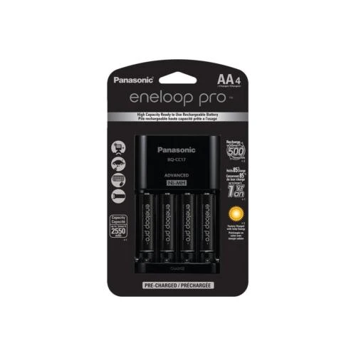 Panasonic Charger with 4 Pro Eneloop AA Size Batteries - Open Box