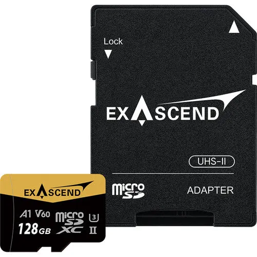 Exascend 128GB Catalyst UHS-II V60 microSDXC Memory Card with SD Adapter