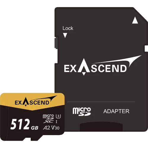 Exascend 512GB Catalyst UHS-I V30 microSDXC Memory Card with SD Adapter