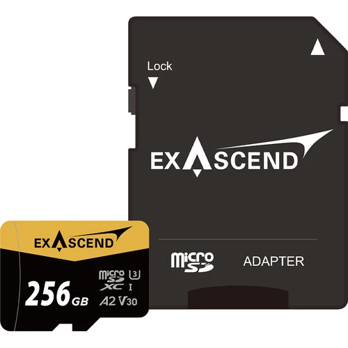 Exascend 256GB Catalyst UHS-I V30 microSDXC Memory Card with SD Adapter