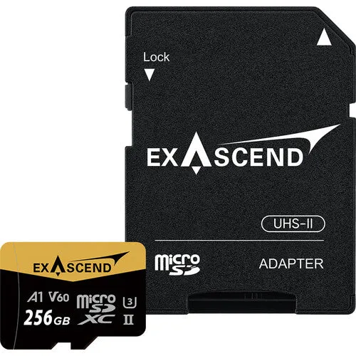 Exascend 256GB Catalyst UHS-II V60 microSDXC Memory Card with SD Adapter