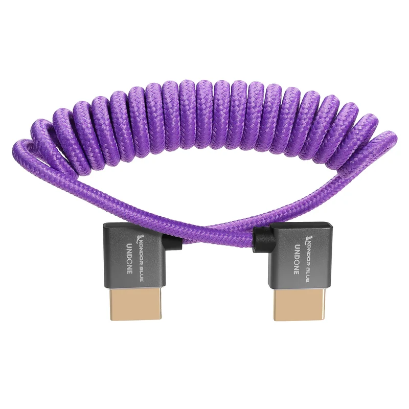 Kondor Blue GERALD UNDONE Right Angle Full HDMI Cable 12"-24" Coiled (Purple)