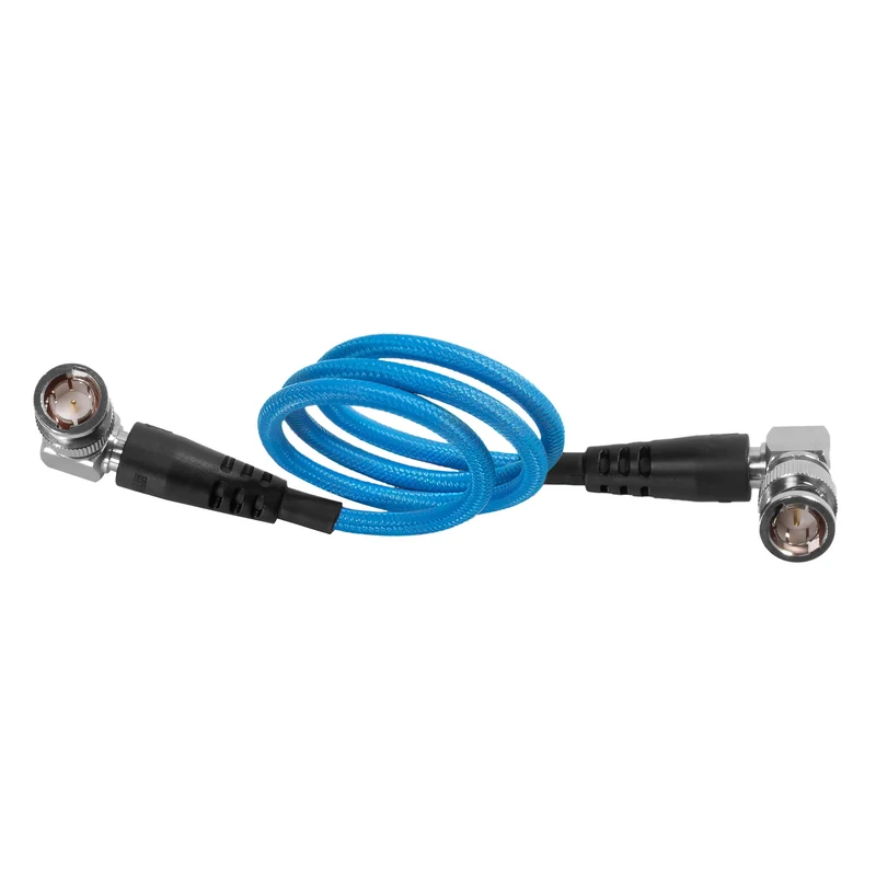 Kondor Blue 18" 12G SDI Straight to Right Angle Cable for 4K 60p Camera Monitors and Transmitters (Kondor Blue)