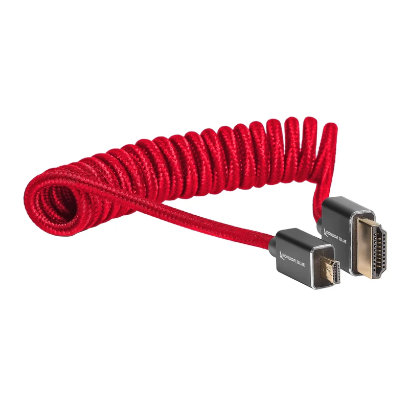 Kondor Blue Coiled Micro HDMI to Full HDMI (12-24") (Cardinal Red)