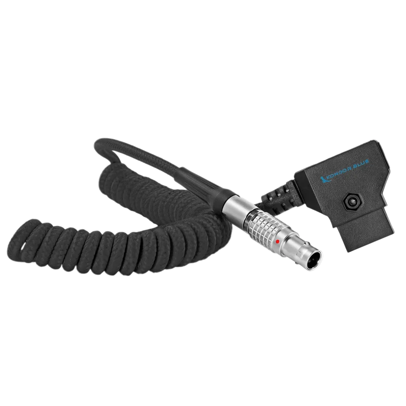 Kondor Blue D-Tap to LEMO 2 Pin 0B Male Power Cable for Z CAM, SmallHD, Teradek (Coiled)(Raven Black)