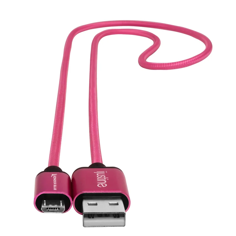 Kondor Blue iJustine Pink USB A to Micro USB Fast Charging Data Cable (10")