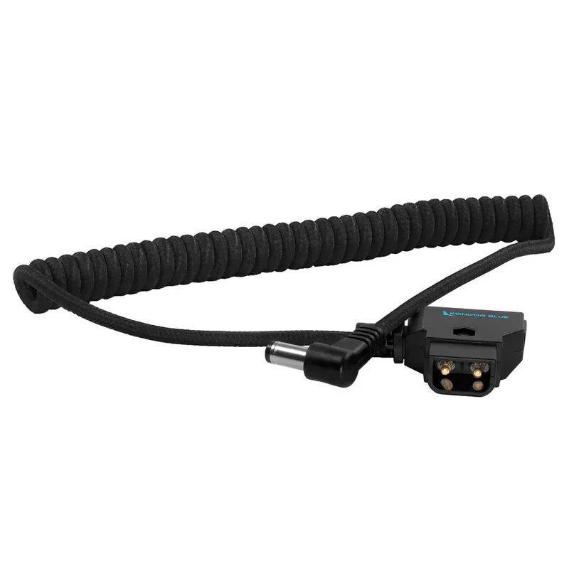 Kondor Blue D-Tap to DC Right Angle Coiled Cable (5.5 x 2.5mm) (Canon C70/Atomos)-Black