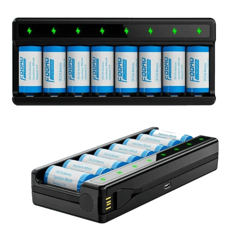 Chargeur avec x8 Batteries CR123A 3.7v