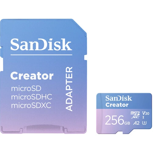SanDisk 256GB Creator Series UHS-I microSDXC Memory Card with SD Adapter