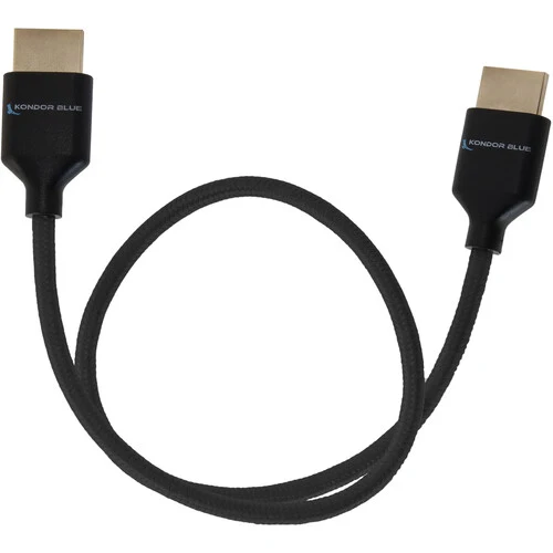 Kondor Blue 8K HDMI 2.1 17" Braided Cable for on Camera Monitors (Raven Black)
