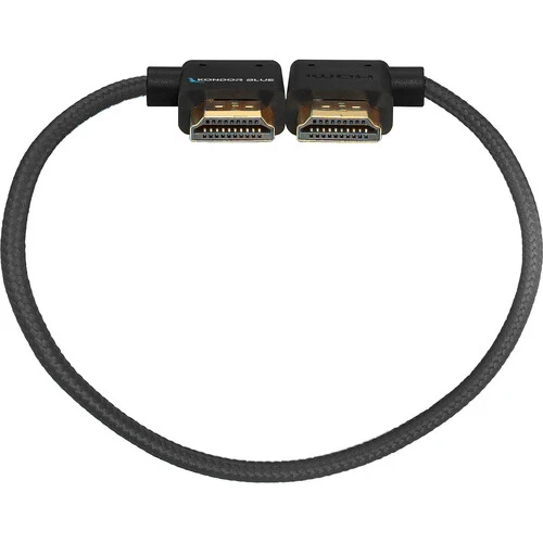 Kondor Blue 12” Right Angle to Left Angle Full HDMI Straight Cable (Raven Black)