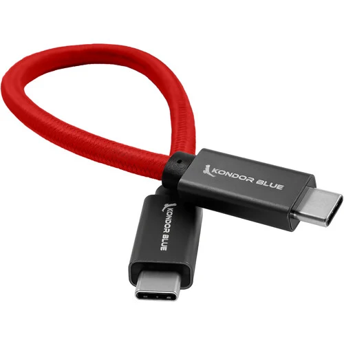 Kondor Blue USB C to USB C High Speed Cable for SSD Recording (8.5") (Cardinal Red)
