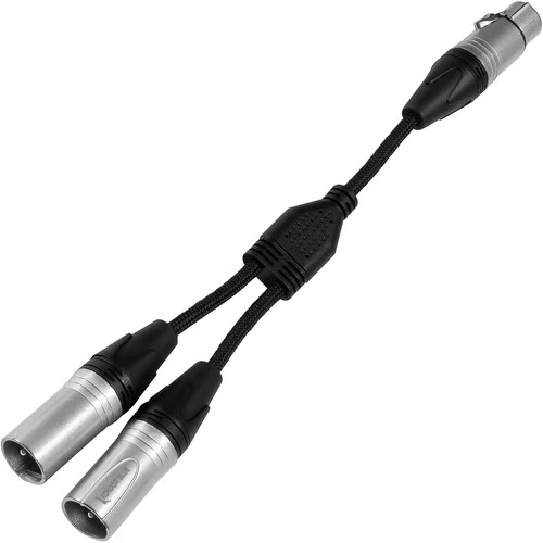 Kondor Blue Dual Male XLR To Female XLR Audio Y Splitter Cable (Raven Black)