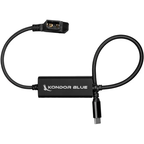 Kondor Blue 16" D-Tap to USB C Power Delivery Cable for Mirrorless Cameras & Laptops (Raven Black)