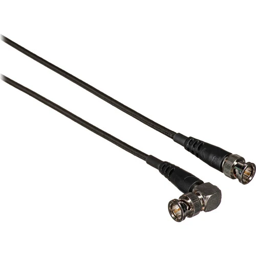 Kondor Blue 20" 12G SDI Straight to Right Angle Cable for 4K 60p Camera Monitors and Transmitters (Raven Black)