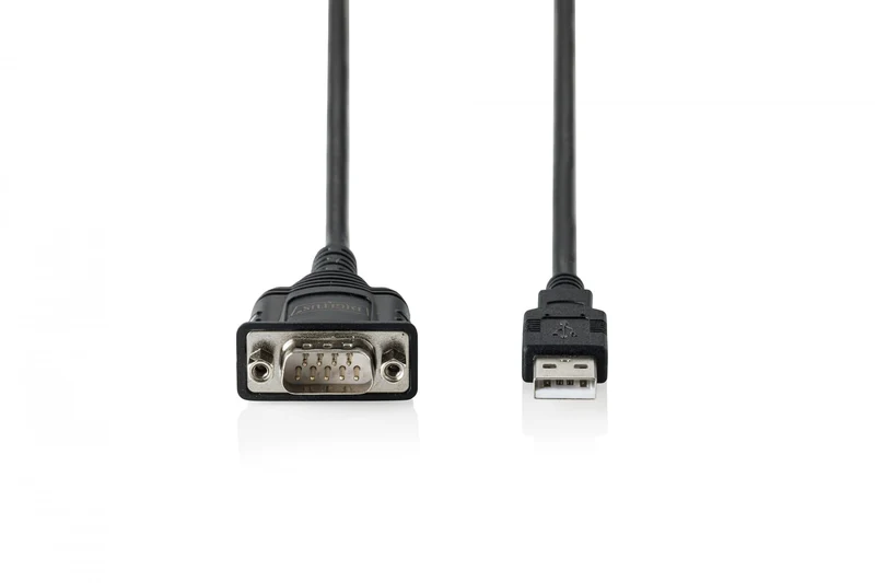 Digitus DA-70172 Câble adaptateur USB-A 2.0 mâle vers RS232 (DB9) mâle | Chipset FTDI (FT232RNL) | PVC, noir | Fixation par manchon | 1.8m
