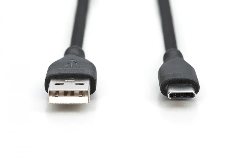 Câble d'alimentation en silicone USB-A vers USB-C, USB 2.0 60W, 0,5 m, noir