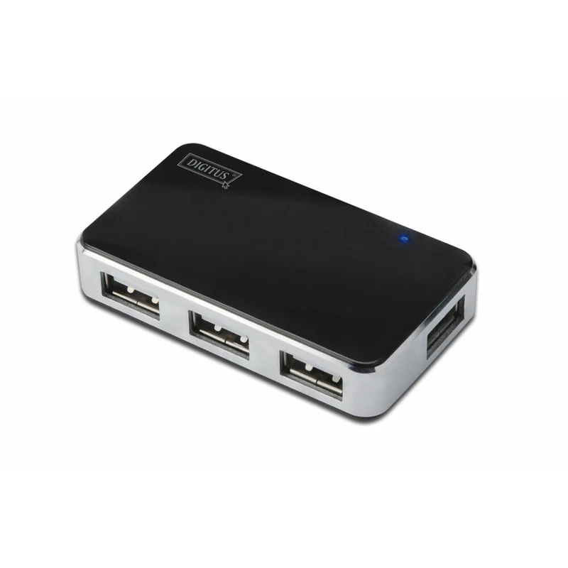 Digitus DA-70220 hub & concentrateur USB 2.0 Mini-B 480 Mbit/s Noir, Argent