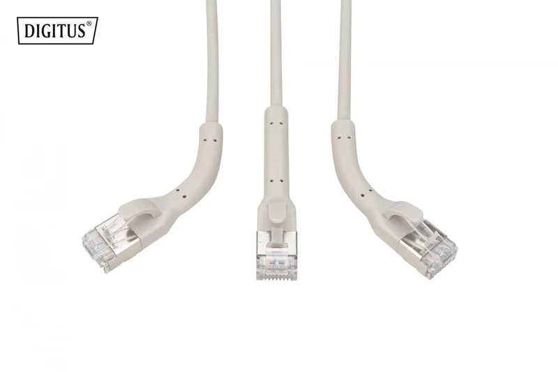 Digitus DK-1632-A-005B-10 Câble de raccordement angulaire CAT 6A F-FTP, cuivre, 0,5 m, gris, 10 pieces