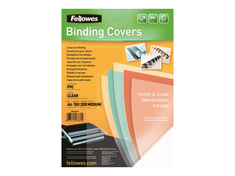 FELLOWES COUV A4 TRANSPARENT 200 MIC Pack de 100