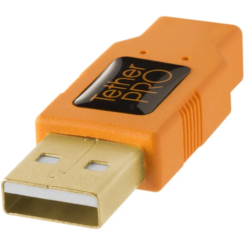 Tether Tools TetherPro USB 2.0 Type-A to 5-Pin Mini-USB Cable (Orange, 15') - Open Box