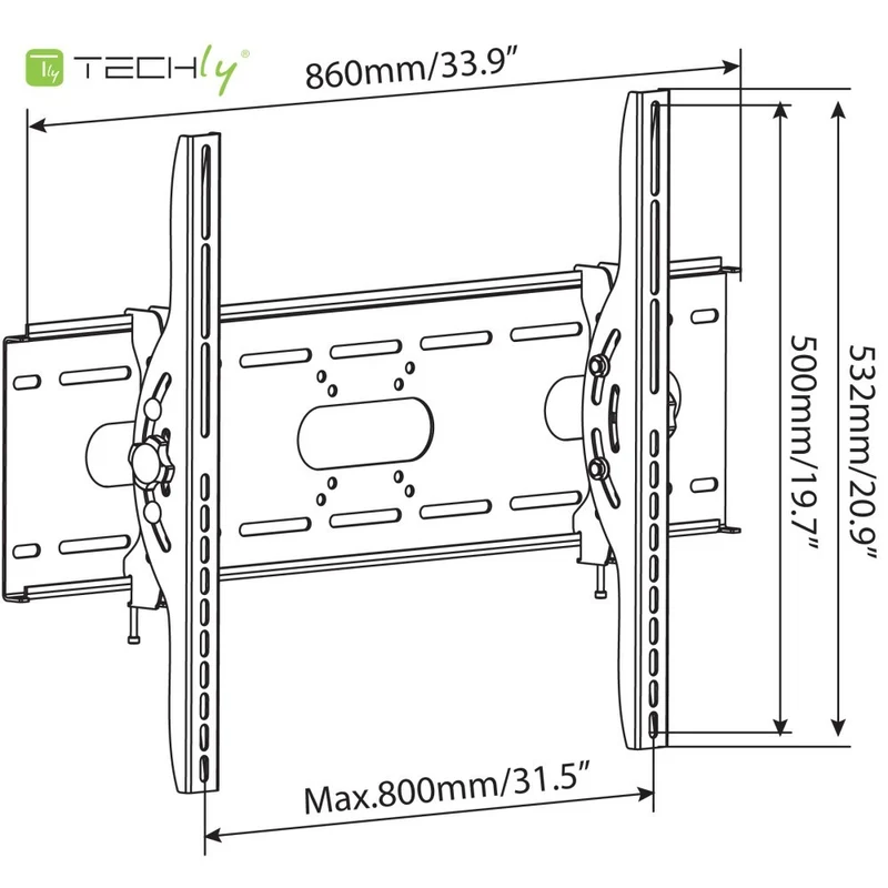 "Techly ICA-PLB 890 Support mural pour TV 42-80"" LED/LCD 80kg inclinable slim 82mm"
