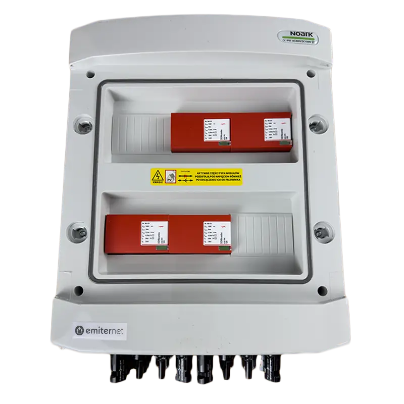 EMITER EM-630_DC Tableau de distribution DC, IP65, limiteurs de surtension DC Dehn 1000V type 1+2, 8x chaînes PV, 4x MPPT