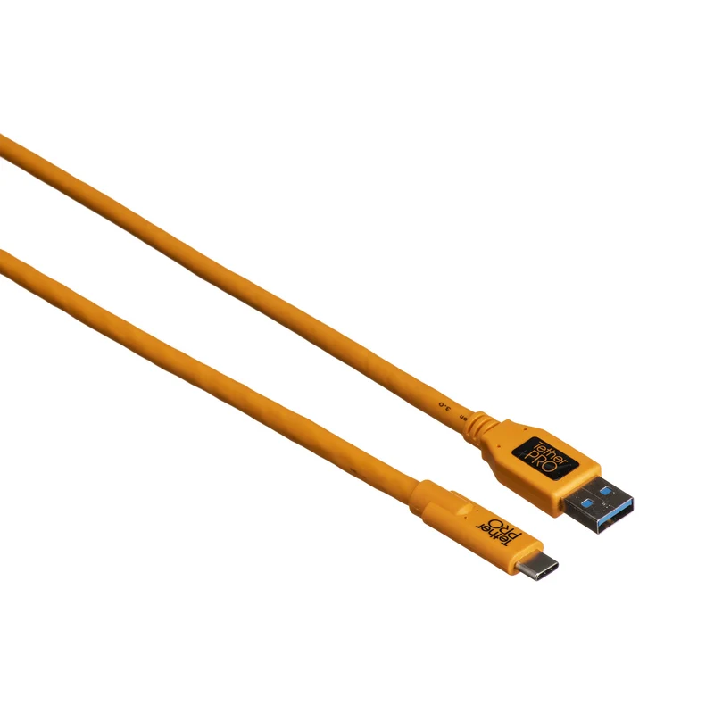Tether Tools TetherPro USB Type-C Male to USB 3.0 Type-A Male Cable - 15', Orange- No Box