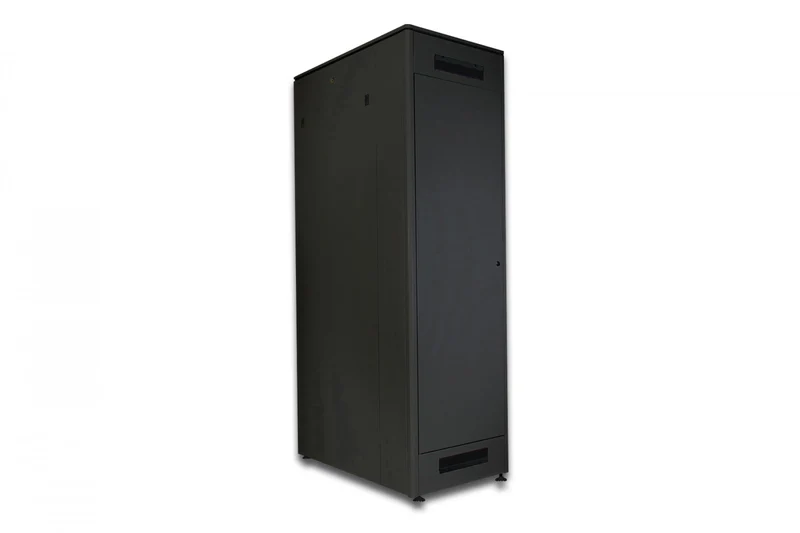 "Armoire réseau debout Unique 19"" 42U rack 600x1000, porte avant en verre, noir, 800kg 2053x600x1000 mm, couleur noire (RAL 9005)"