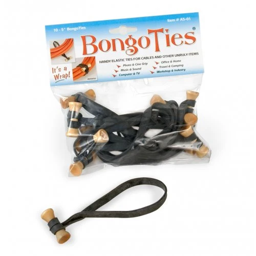 BongoTies 5" Elastic Cable Ties (10-Pack, Black)